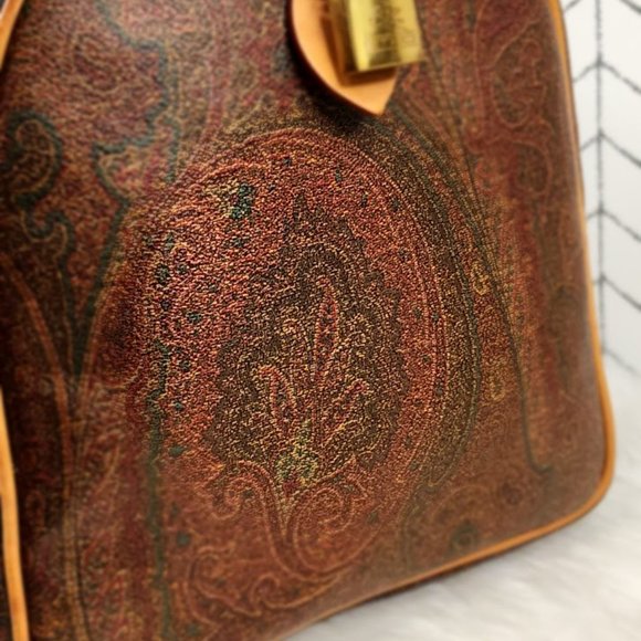 Authentic pre-owned Etro Bordeaux Paisley Boston Bag - Picture 11 of 16